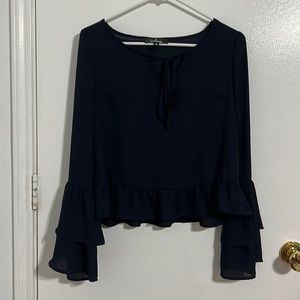 Lulus | Navy Blouse | Long Sleeves